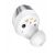 Close-up of Sennheiser Momentum True Wireless 4 earbud, white and silver