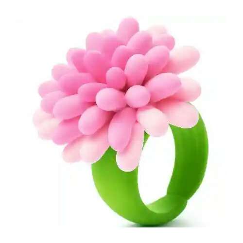 Pink flower ring made with Hey Clay Bijou modeling clay