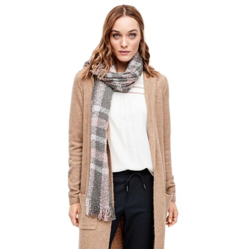 s.Oliver women's scarf with grey and pink pattern – 70x180 cm 126697999