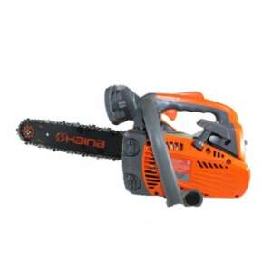 Benzínová reťazová píla Haina H-3500 42cc 3,9 kS, oranžová a sivá, šikmý pohľad - Reťazové píly