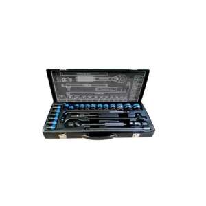 Комплект гаечни ключове Flinke 24 части FK-2403, 1/2 инчови гнезда, удължители, гаечен ключ с тресчотка, шарнирен удължител, метален куфар - Ключ за щепсел