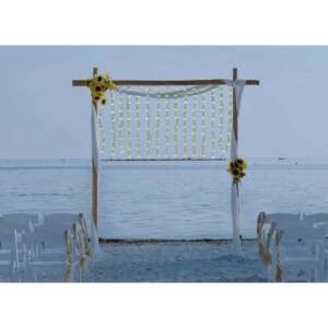 Karácsonyi Fényfüggöny Levelekkel 2x2m Hideg Fehér - Wedding arch decoration - Sumker