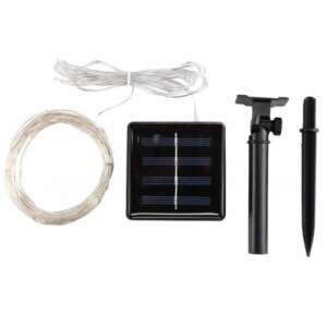 Luminițe solare cu micro LED de 50m cu telecomandă, alb rece, pentru exterior - Ghirlande luminoase