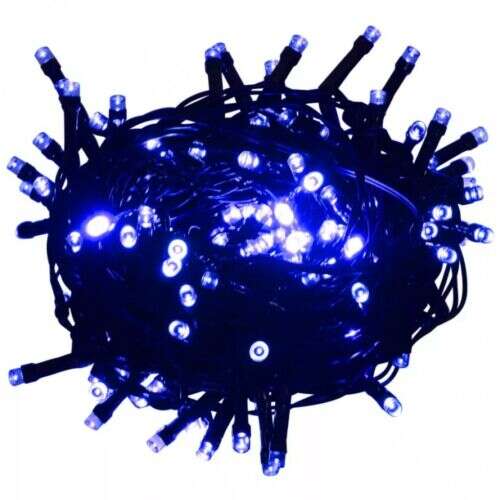 50 méteres kék LED karácsonyi fényfüzér, 500 LED, tökéletes beltéri és kültéri díszítéshez
