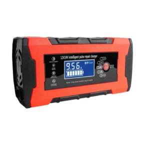 12V-24V Intelligent Pulse Repair Battery Charger, red and black, with digital display - Vehicle battery charger