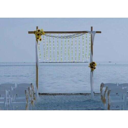 Karácsonyi Fényfüggöny Levelekkel 3x2m Hideg Fehér - Wedding arch decoration