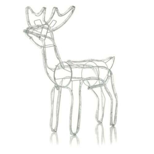 60cm LED Reindeer Christmas Decoration, White Lights