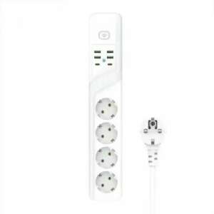 White 4-way power strip with 4 USB and 2 Type-C ports - Power Strip
