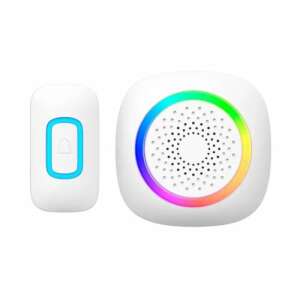 Wireless doorbell kit, white, with LED light indicator, 60 ringtones, 300m range - Doorbell, Chime Bell