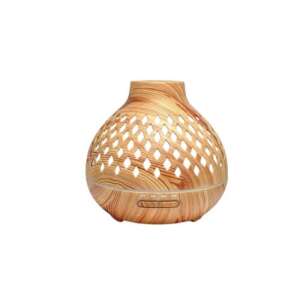 Héra Aroma Diffusor mit Holzeffekt und 7-farbigem LED-Licht, Hellbraun - Diffusor