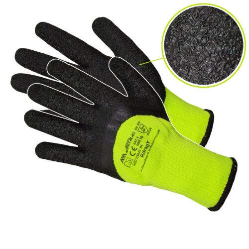 ARTMAS Knitted Protective Gloves, with Latex Coating, Yellow, Size 10 131329146