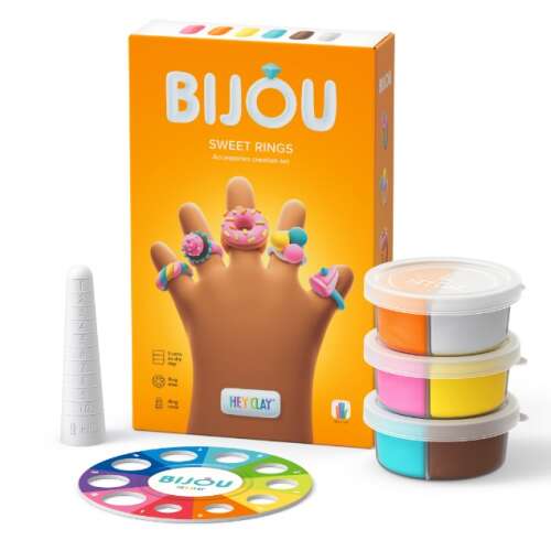 Hey Clay Bijou Sweet Rings modeling clay kit, create your own rings, includes 3 tubs of clay, ring sizer, and instructions