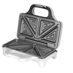 Sandwich maker MPM MOP-35 alb deschis, arătând plăcile de grătar antiaderente - MPM