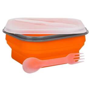 Narancssárga szilikon ételtartó fedővel és evőeszköz készlettel, Smile SLS-2/5 600ml - Ételtárolás