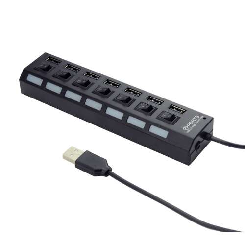 Gembird UHB-U2P7-03 7 portos USB 2.0 Hub egyedi kapcsolókkal
