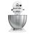 Pohľad spredu na KitchenAid Classic White stojanový mixér s nerezovou misou