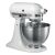 Pohľad pod uhlom na KitchenAid Classic White stojanový mixér s nerezovou misou