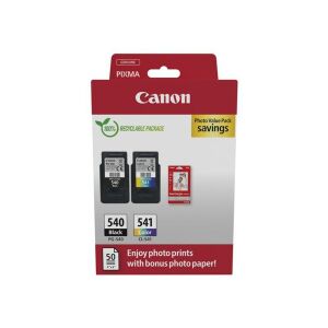 Canon PG-540/CL-541 Black and Color Ink Cartridge with 50 Photo Paper Sheets - Printer supply