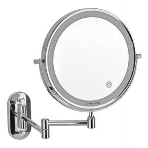 Humanas HS BM01 LED bathroom mirror with 5x magnification, silver - Cosmetic Mirror