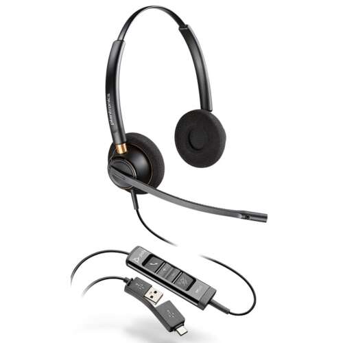 HP Poly EncorePro 525 Vezetékes Headset - Fekete, professzionális fejhallgató tiszta hívásokhoz és kényelmes egész napos viselethez