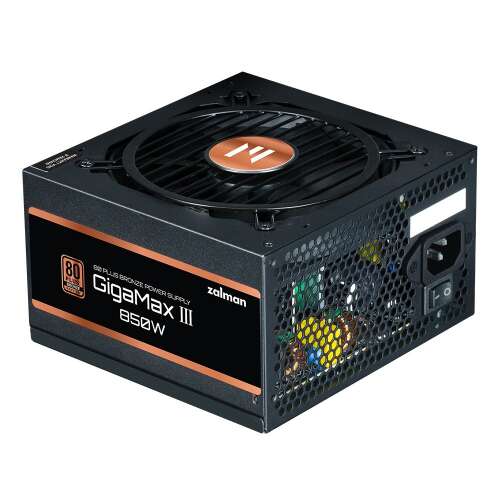Zalman GigaMax III 850W 80+ Bronze Power Supply, black, angled view