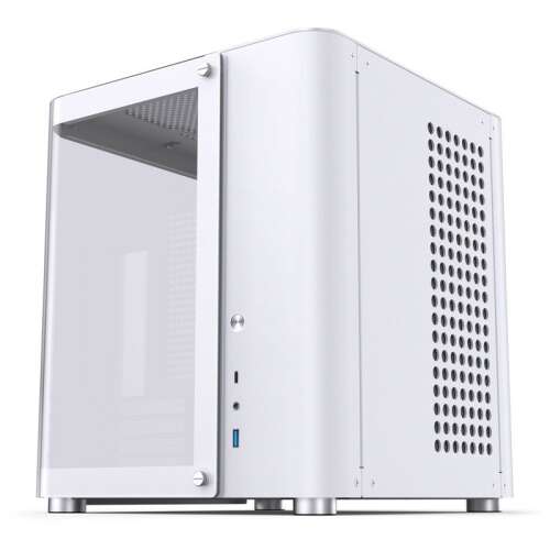 Jonsbo TK-1 2.0 Micro-ATX számítógépház, fehér, ferde nézet - Jonsbo