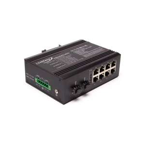 LinkEasy ISW-208-PWR Ipari Gigabit PoE Switch, 8 port RJ45, 2 port SFP, fekete - MikroTik