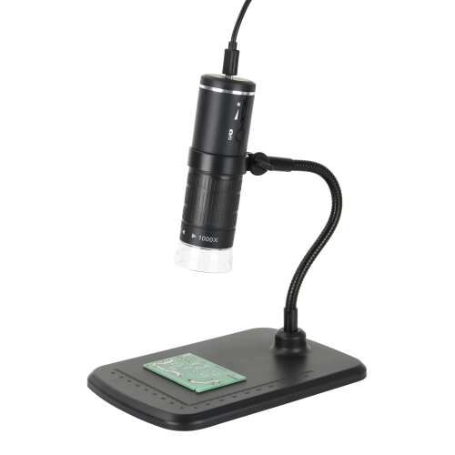 Reflecta 66146 DigiMicroscope WiFi 2.0 digitális mikroszkóp állvánnyal, 50x-től 1000x-ig nagyítás, 8 LED lámpa, USB töltés