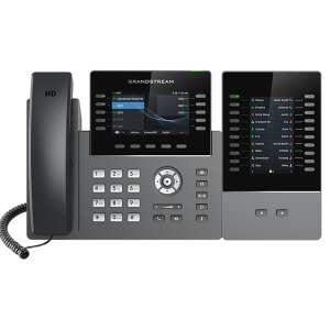 Telefon IP Grandstream GRP2615 z modułem rozszerzającym GBX20, czarny, z kolorowym wyświetlaczem i przyciskami do zarządzania połączeniami - Sprzęt VoIP