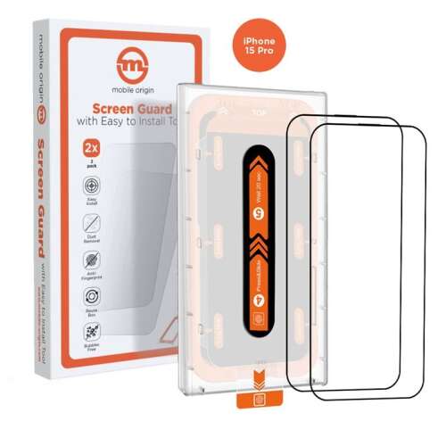 Mobile Origin Orange Screen Guard Apple iPhone 15 Pro Edzett üveg kijelzővédő (2db) 93880559 - Kijelzővédő fólia