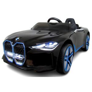 Fekete BMW i4 elektromos kisautó gyerekeknek, elölnézet szögből - R-Sport