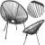 Springos kerti szék, szürke és fekete színben, több nézetből