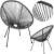 Springos kerti szék, szürke és fekete színben, több nézetből