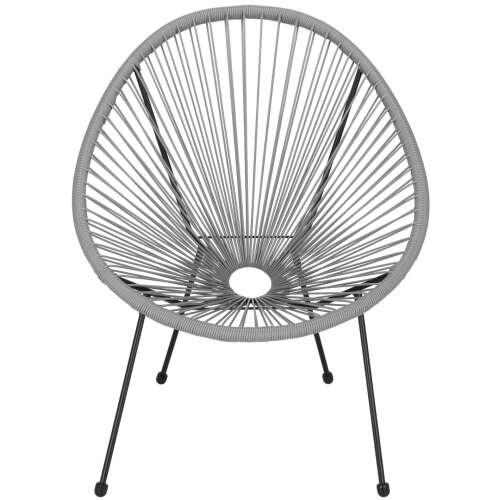 Springos szürke és fekete kerti szék fém váz