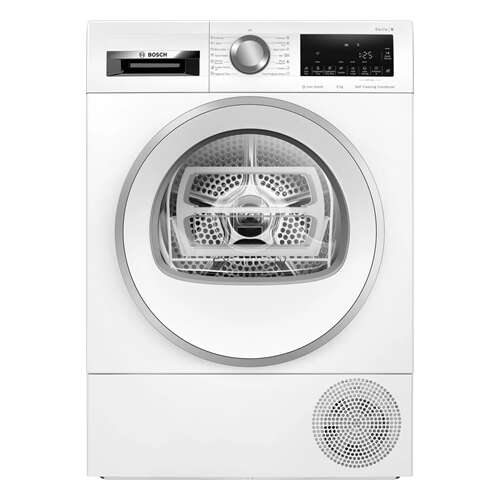 Uscător de rufe cu pompă de căldură Bosch Serie 6 WQG245C0BY, alb, vedere din față