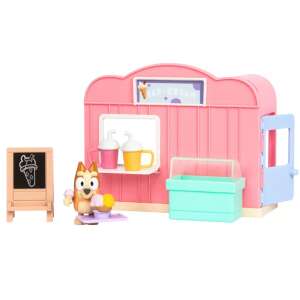 Bluey Ice Cream Shop Playset, a pink ice cream shop with a Bluey figure, a chalkboard, and other accessories - Figure