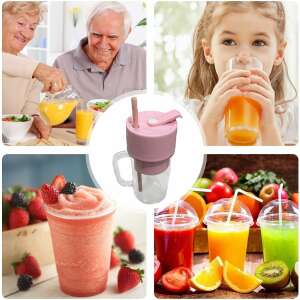 Mini smoothie maker, portable blender, with straw and cup, for making healthy drinks, fruit and vegetable smoothies, easy to use, perfect for on the go - Nonbrand Blender