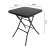 Black folding glass top garden table, 60 x 70 cm, dimensions