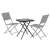 Black folding garden table set with two chairs, perfect for small spaces