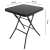 Black folding glass top garden table, 60 x 70 cm, dimensions