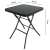 Black folding glass top garden table, 60 x 70 cm, dimensions