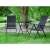 Black folding garden table set with two chairs, perfect for small spaces