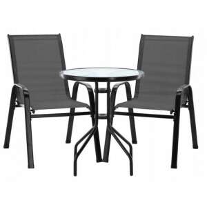 Set mobilier balcon - 2 scaune + 1 masă - gri-negru 94733186 Seturi mobila gradina