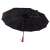 Black automatic umbrella with wooden handle, open, underside view