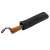 Black automatic umbrella with wooden handle, closed, in carrying case