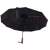 Black automatic umbrella with wooden handle, open, underside view