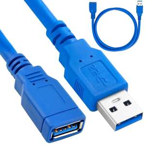 USB-hosszabbító kábel, árnyékolt, USB 3.0 dugó – USB 3.0 csatlakozó, 1,5 m, kék 102418083 - Кабел за данни