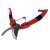 Red garden shears for pruning bushes and plants, with a black handle