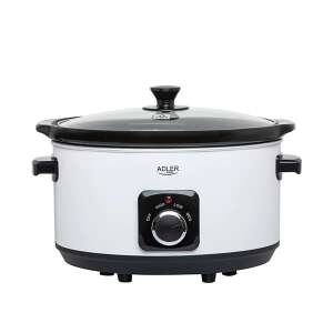 Adler slow cooker, white, 5.8L capacity, with glass lid - Electric Cookware