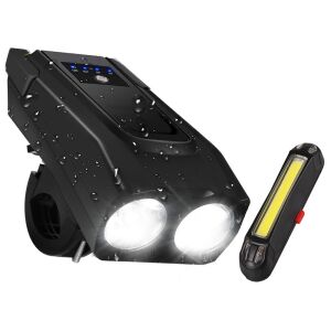 2-in-1 Bicycle LED Front Light with Horn and Rear Light - Bicycle Light